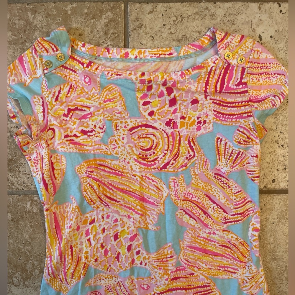 Lilly Pulitzer Pink, Yellow & Blue Shell-Print Mini Dress - Picture 2 of 8